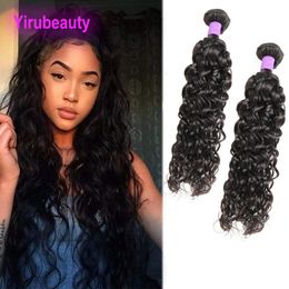 Indian Virgin Human Hair Extensions Water Wave Two Bundles Weaves 2 Bundles Wet And Wavy Curly 10-28inch