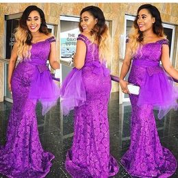 Aso Ebi Purple Formal Evening Dresses Long Mermaid Appliques Sweetheart Off The Shoulder African Pagerant Event Prom Gowns