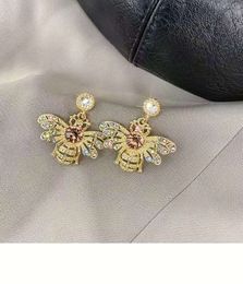 Fashion-bee dangle earrings for women luxury designer bling diamond animal dangling earrings vintage gold crystal earring Jewellery love gift