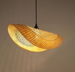 Original Bamboo Pendant Light Hand Knitted Wood Suspension Lamp Restaurant Hotel Teahouse Bistro Izakaya Creative MYY