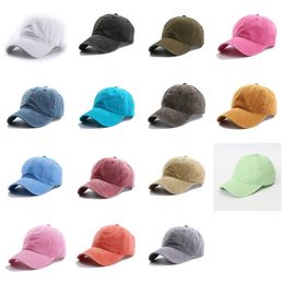 new 15styles Solid plain Baseball hat ladies washed cotton outdoor men women sun hat cap snapback hat party favor T2C5218