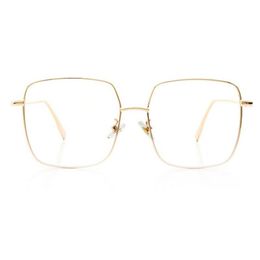 Fashion- Glasses Female Oversized Square Eyeglasses Gold Spectacles Frame Clear Lens Eyewear Optical Myopia Nerd Glasses