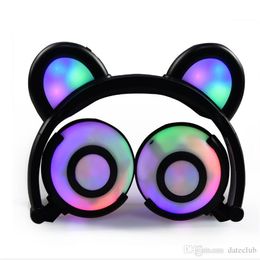 New Staly Children cartoon bear ears head-mounted luminous foldable mobile phone music headphones mobile computer music headphones