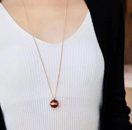 Collana maglione pendente di qualità alla moda con agata rossa malachite naturale e diamante per regalo di gioielli da donna drop shipping PS8010