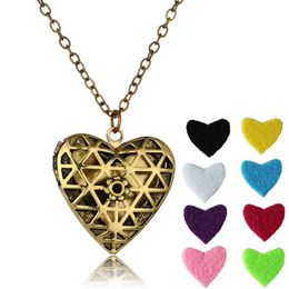 Vintage Aromatherapy Essential Oil Diffuser Necklace Hollow Cross Love Heart Photo Locket Pendant Necklaces Women's Jewellery