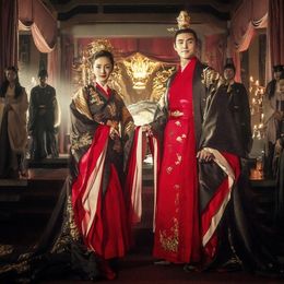 High-end Personage customization Standard Chinese style wedding Hanfu Costume Ancient Royal Groom Bride Couple apparel Emperor Queen Clothes