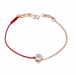 2020 jewelry thin red line rope with Real Rose Gold Color chain bracelet Genuine Czech crystal Mother's Day gift WY427