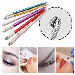 100pcs semipermanent makeup pen 3d embroidery makeup manual tool tattoo eyebrow microblade pen 5 Colours