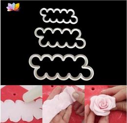 PF 3pcs Cookie Moulds Fondant Cake Mould Flower Rose Cutters Silicone Baking Tools for Cakes Cookie Patisserie Kitchen Accessories