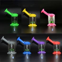 Unique Glass Water Bongs 50mm Mini Bong Assemble Silicone Glass Water Pipe Smoking Pipes Showerhead Percolaor Oil Dab Rigs Hookahs For Smoke