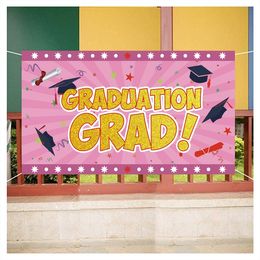 Cheap Price Graduation Celebration flag Banner, Your Own Flag Logo , Hanging Advertising Polyester Fabric Printed, Free Shipping