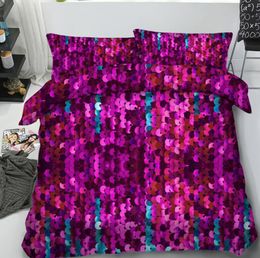 3PCS 1SET sequin quilt cover pcs sequins pillow case 1pcs quilt cover Sparkly Sequin Fancy Modern Quilt Cover purple LJJK2008