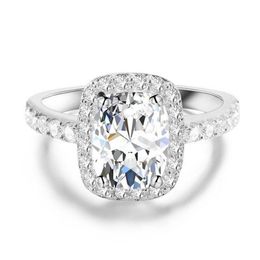 Drop Shipping Hot Sale Simple Fashion Jewellery 925 Sterling Silver Cushion Shape White Topaz CZ Diamond Women Wedding Band Ring Gift