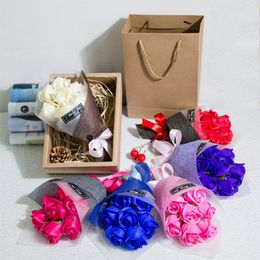 christmas companies UK - 10Bouquets Scented Handmade Soap Rose Flowers with Box for Party Christmas Lover Teachers day or Company Wedding Special day Favors Gifts