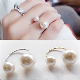 New Arrivals Hot Fashion women's Ring Street band Shoot Accessories Imitation Pearl Size Adjustable Ring Opening Women Jewelry