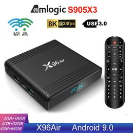 X96 Air Android 9.0 TV Boxes S905X3 4 ГБ 32 ГБ / 64 ГБ Двойной Wi-Fi 2.4G + 5G Bluetooth 8K Обновление H96 MAX