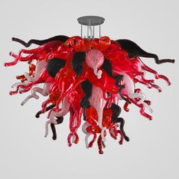 Modern Lamps Rustic Lightings Fixtures Home Decor 28 Inches Black Red White Color LED Blown Glass Chandelier Lighting-W