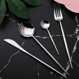 4 Pcs/set Silver Color Dinnerware Set 304 Stainless Steel Western Cutlery Kitchen Food Tableware Dinner Set Best Hot Sale