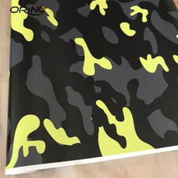 Black Yellow Grey Camouflage Vinyl Car Wrap Film With air bubble Free Arctic Camouflage Graphics Car Sticker Wrapping