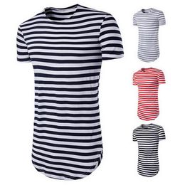 Brand New Striped T Shirt Men Short Sleeve O-Neck Tops Tees Summer Basic Classic Long Tshirt Mens Streetwear Clothing264K