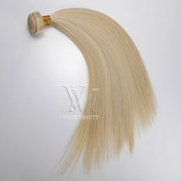 Piano Color #60 #20 100% Unprocessed Double Drawn Weft Silk Straight single donor Virgin Remy Human Hair Extension 3 Bundles/lot