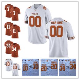 Mens Texas Longhorns Customised College Football Brunt Orange White Any Name Number Watson Mccoy Young 11 Ehlinger Humphrey Sterns Jersey