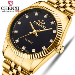 CHENXI Golden Watches for Men Fashion Business Top Brand Luxury Quartz Male Clock Waterproof Wristwatches Relogio Masculino