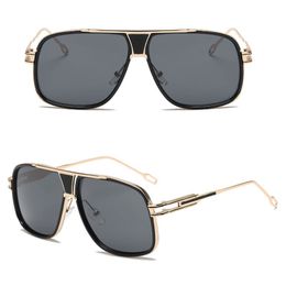 Men Oversize Sunglasses For Women Luxury Design Square Metal Frame Pilot Eyeglasses 9 Colors Coating Film Wholesale