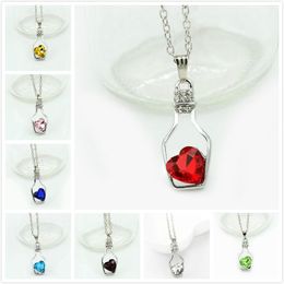 New Love Crystal Bottle Necklace Wishing Bottles Drift Bottle Clavicle Chain For Women Girls Gift 9 colors Wholesale