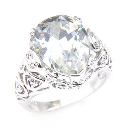 Luckyshine Latest 925 Sterling Silver Plated Pear shape White Topaz Gems Womens Ring Jewelry Beautiful Wedding Party Gift Crystal