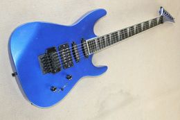 Metellic Blue Body Electric Guitar with Tremolo Bridge,Black Hardware,Rosewood Fingerboard,SSH Pickups,can be customized
