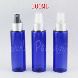 100ML Blue Flat Shoulder Plastic Bottle , 100CC Makeup Water / Toner Sub-bottling , Empty Cosmetic Container ( 50 PC/Lot )