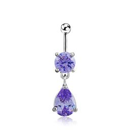 Sexy Waterdrop Wasit Belly Dance Crystal Body Jewelry Stainless Steel Rhinestone Navel & Bell Button Piercing Dangle Rings for Women