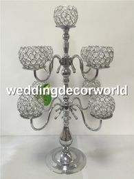 Luxury candle holder 9 arms gold plated crystal candelabra for wedding decoration decor513