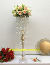 New style clear cylinder flower acrylic vase pot with mental for home and wedding decoration decor1140