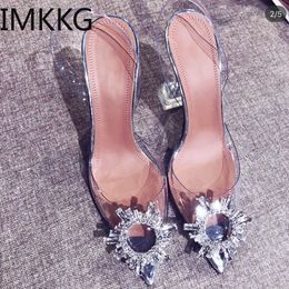 PVC Transparent Crystal Shoes 2019 Summer New Pointed Odd Heel Shoes Stiletto Ladies Sun Decoration Wild Fairy ggxSa