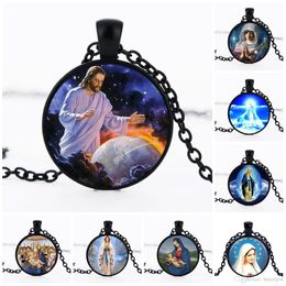 Statement necklaces Virgin Mary Pendant pure Necklace Christian Stainless Steel Jewelry Black Vintage Religious Jesus Chains Necklaces