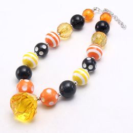 handmade chunky children girls bubblegum beads necklace with waterdrop pendant for baby halloween jewelry kids gift