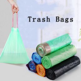 15pcs/roll Drawstring Disposable Garbage Bag Kitchen Rubbish Bags Plastic Garbage Bag Home Waste Bag Portable Thicken Trash Bags DBC BH3459