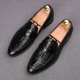 NEW Men pointed crocodile pattern flats Dress gentleman Formal Shoes Male Wedding Evening Prom shoes Sapato Social Masculino