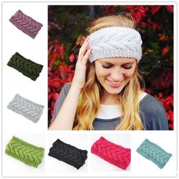 Solid Wide Knitting Woolen Headband Winter Warm Ear Crochet Turban Hair Accessories For Women Girl Hair Band Headwraps ST682