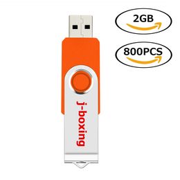 Bulk 800PCS 2GB USB Flash Drives Metal Rotating Memory Sticks Swivel USB Pen Drive Thumb Storage LED Indicator for Computer Laptop Tablet