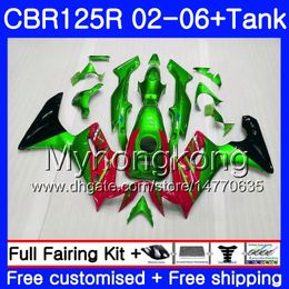 Body +Tank For HONDA CBR-125R CBR125R 2002 2003 2004 2005 2006 272HM.AA CBR 125CC 125 R 125R CBR125RR hot sale green 02 03 04 05 06 Fairings