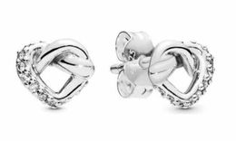 Wholesale- Knotted Hearts Earring Studs Earrings 100% 925 sterling silver stud earrings fits for pandora charms jewelry wholesale