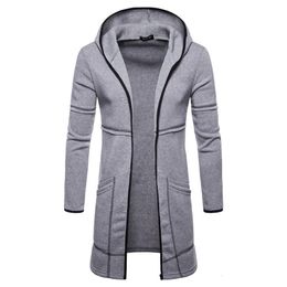 Men's Jacket Hooded Sportswear Fashion Mens Hooded Solid Trench Coat Jacket Cardigan Long Sleeve Outwear Blouse Jacket Manteau S191019