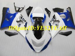 Exclusive Motorcycle Fairing kit for SUZUKI GSXR600 750 K4 04 05 GSXR600 GSXR750 2004 2005 ABS White blue Fairings set+Gifts SG28