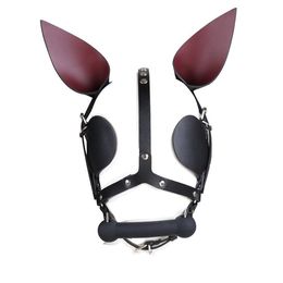 Genuine Cow Leather Fetish Bondage Head Gear Harness Mask Bone Gag Adult SM Restraint Dog Slave Roleplay Hood Night Club Game Sex 5608042