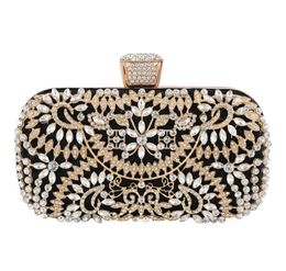 Diomand Evening Bag Women Clutch Bag Floral Gorgeous Pearl Crystal Beading Bridal Wedding Party Bags CrossBody Handbags