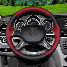 Black Leather Red leather Hand Sew Wrap Car Steering Wheel Cover For Mercedes-Benz C Class