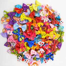 Wholesale!!Dot Hair Bows with Rubber Bands Pet Hair Bows Cat Puppy Grooming Accessories Assorted Colour